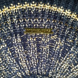 New Michael Kors Navy Metallic Gold Knit Beret